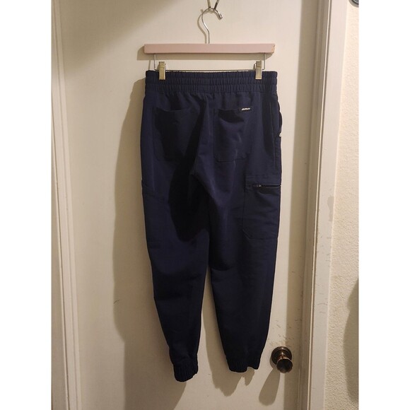 Jaanuu Women’s Small Petite Blue Contrasted Ponte Scrub Pants Comfy Work Wear - Picture 3 of 10